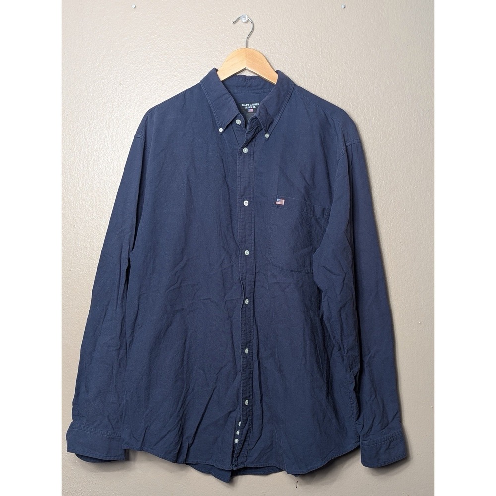 Ralph Lauren Jeans Co. Mens XL Blue Button Down Cotton Woven Long Sleeve Shirt